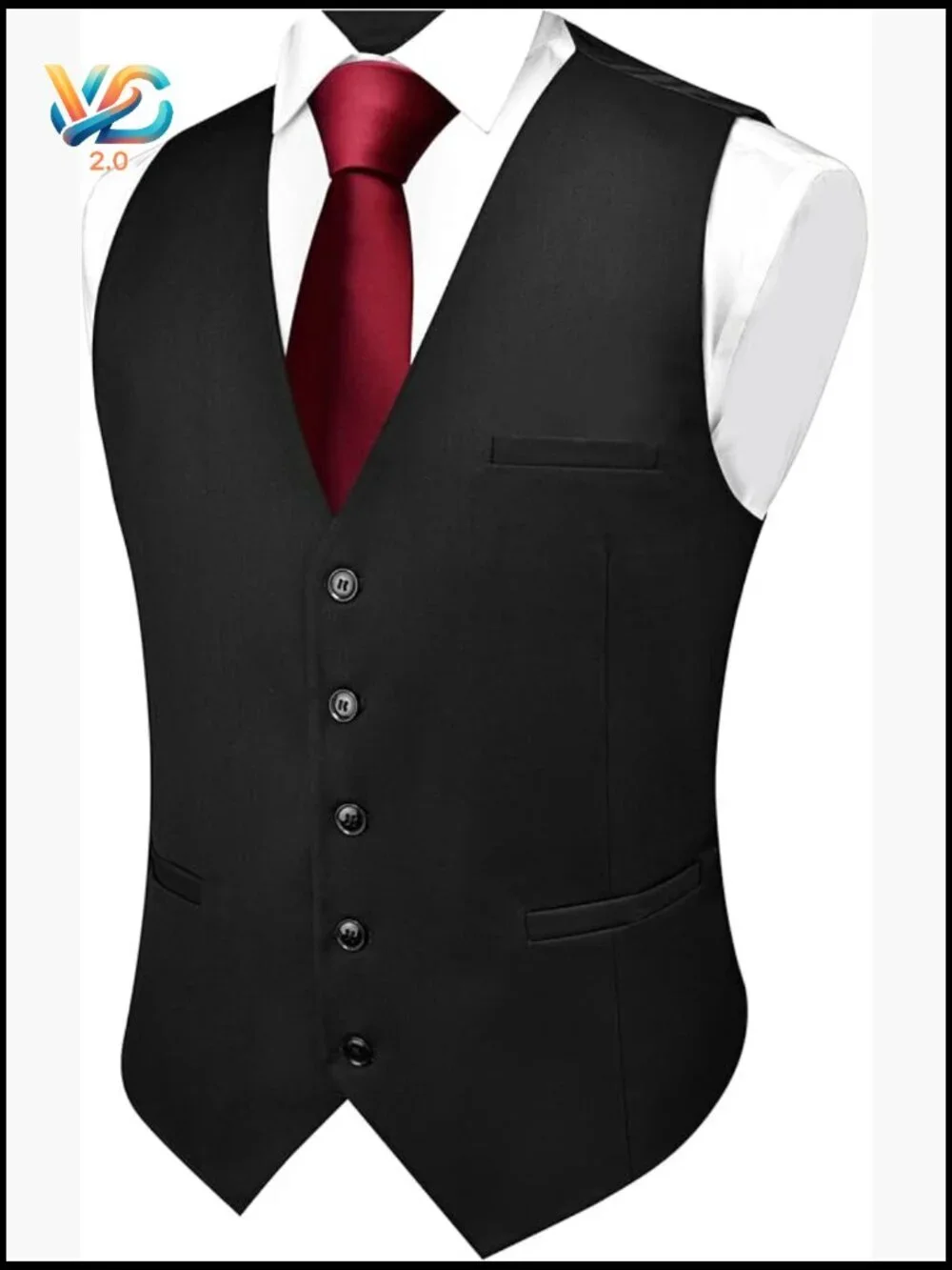 Slim Fit Formal Vest, Cotton Blend, V-Neck, 3 Pockets, 3X-Large